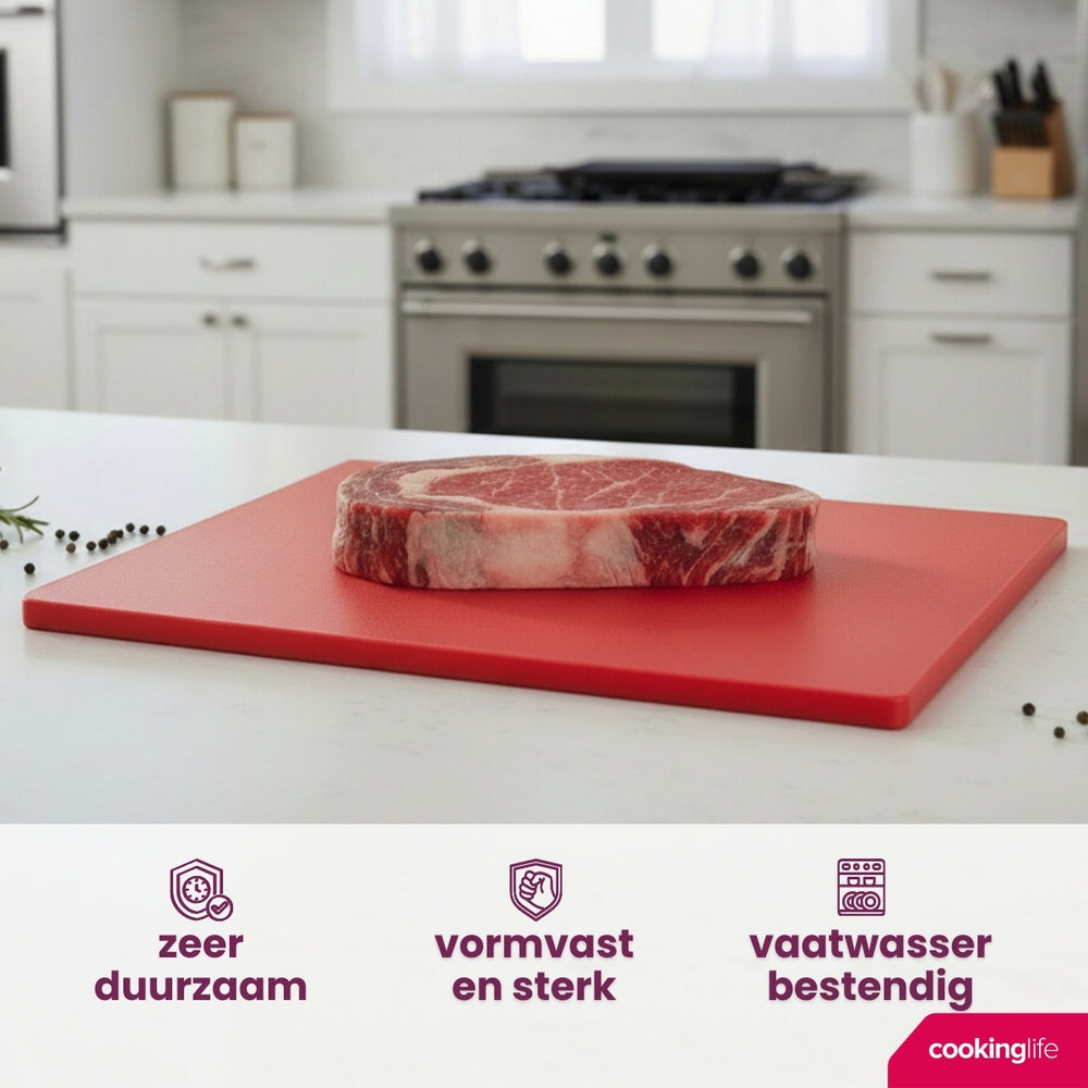 Cookinglife Schneidebrett HACCP Rot 40 x 30 cm - für Fleisch