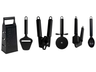 Cookinglife Kochgeschirr Set Schwarz - 6-teilig - Turmreibe, Knoblauchpresse, Dosenöffner, Pizzaschneider, Käseschneider & Eiskelle