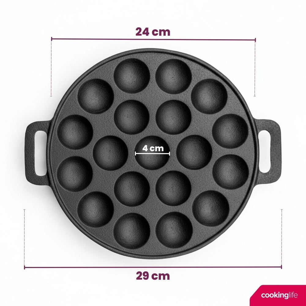 Cookinglife Poffertjes-Pfanne – Gusseisen – ø 24 cm – 19 Poffertjes
