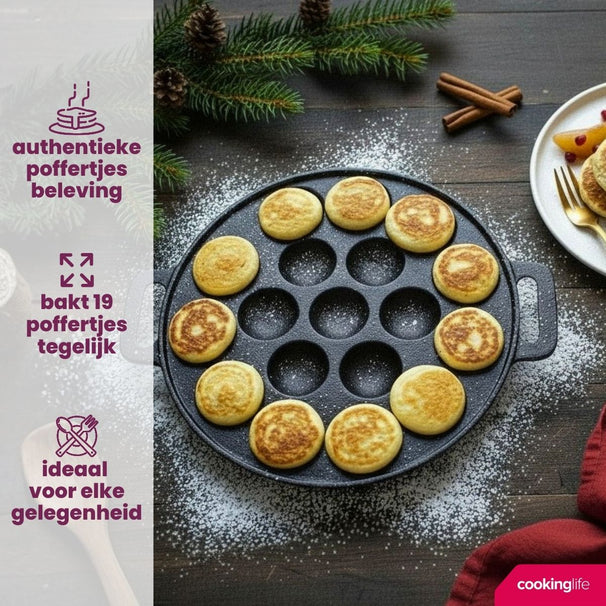 Cookinglife Poffertjes-Pfanne – Gusseisen – ø 24 cm – 19 Poffertjes