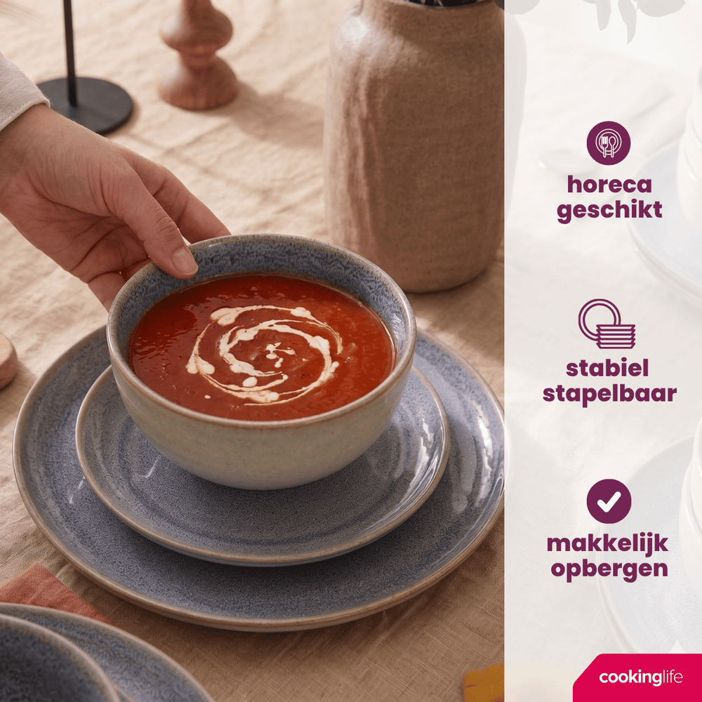 Cookinglife Suppenschüsseln / Schüsseln Serene Blue ø 14 cm - Steingut - 4 Stück