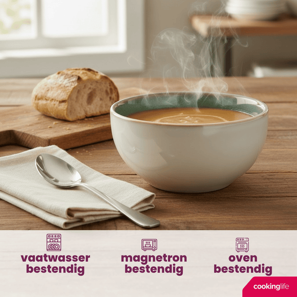 Cookinglife Suppenschüsseln / Schüsseln Serene Green ø 14 cm – Steingut – 4 Stück