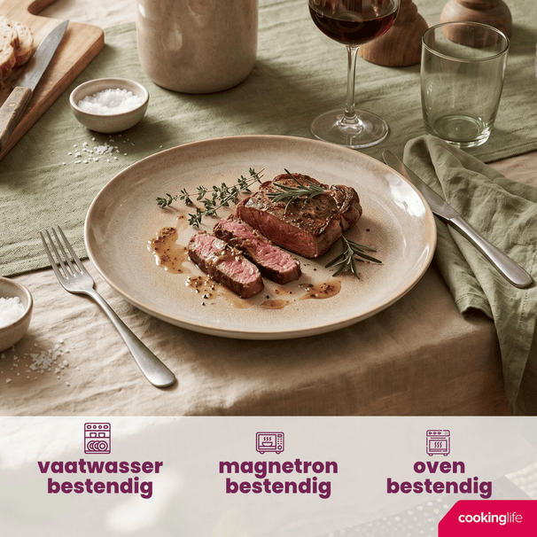 Cookinglife Speiseteller Serene Sand ø 28 cm - Steingut - 4 Stück