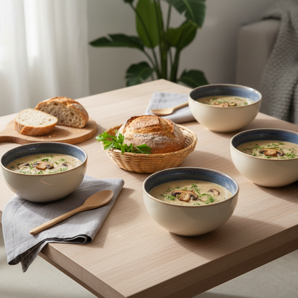 Cookinglife Suppenschüsseln / Schüsseln Serene Blue ø 14 cm - Steingut - 4 Stück