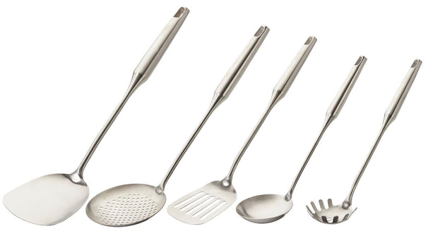 Cookinglife Spatelset ProLine RVS - Küchenset - 5-teilig - Pfannenwender, Spatel, Spaghettilöffel, Suppenlöffel & Schaumkelle