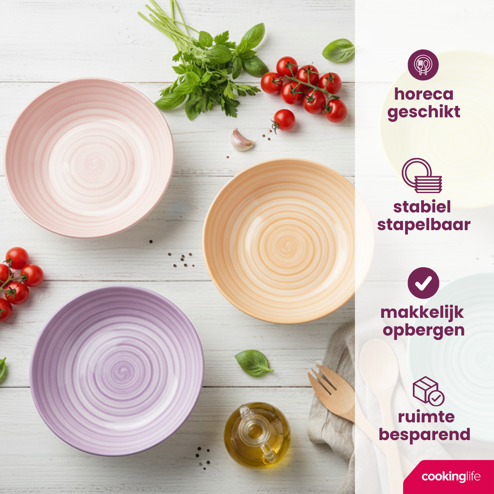 Cookinglife Tiefe Teller / Pastateller Spring Vibes Ø 21 cm - 6 Stück