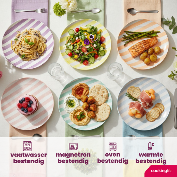 Cookinglife Geschirrset Spring Vibes - 18-teilig / 6 Personen - 6 Speiseteller, 6 Frühstücksteller und 6 Suppenteller