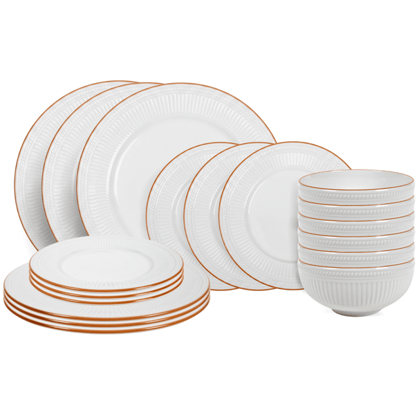 Cookinglife Geschirrset Stratton 18-teilig / 6 Personen - 6 Speiseteller, 6 Frühstückteller und 6 Schalen