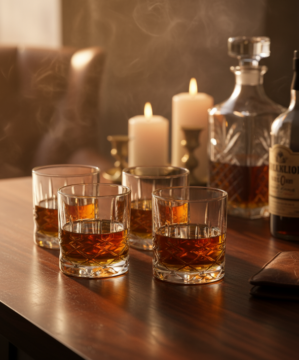 Cookinglife Whisky-Set, Whiskykaraffe 900 ml + 4 Whiskygläser 230 ml