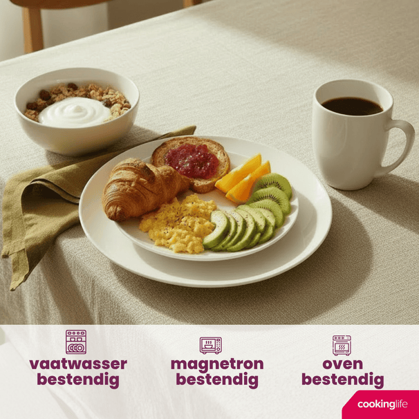Cookinglife Serviesset Porzellan 16-tlg 4 Personen - Weiß - Geschirrset