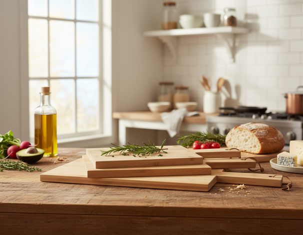 Cookinglife Schneidebrett Set Bambus mit Griff 3-teilig