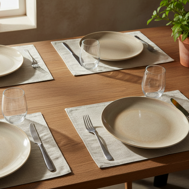 Cookinglife Serene Sand 12-teiliges Geschirrset / 4 Personen - 4 Speiseteller, 4 Frühstücksteller und 4 Schüsseln