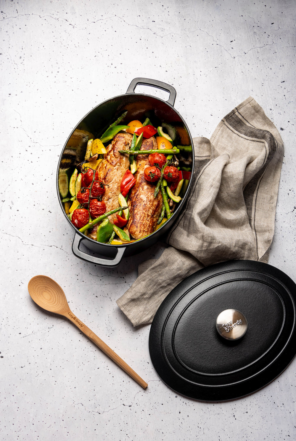 Cosy & Trendy Bratpfanne Fontestic Gusseisen Schwarz Oval – 31 x 24 cm – Emailliert