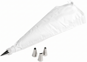 Cosy & Trendy Spritzbeutel Garniersack Nylon 33x19cm Weiß - 4 Edelstahldüsen