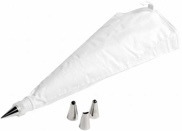 Cosy & Trendy Spritzbeutel Garniersack Nylon 33x19cm Weiß - 4 Edelstahldüsen