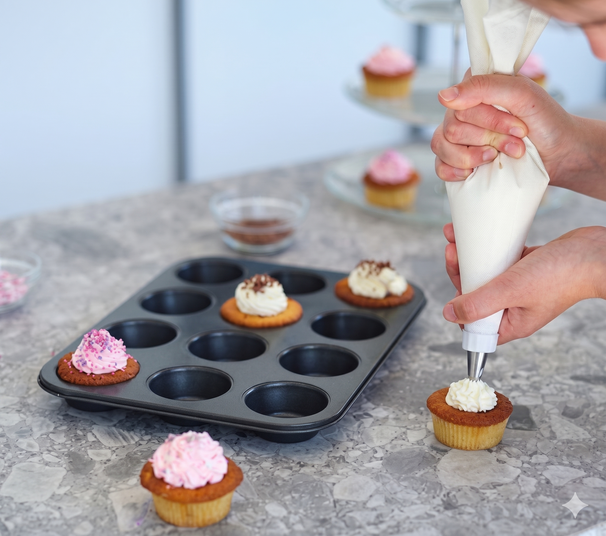 Cosy & Trendy Spritzbeutel Garniersack Nylon 33x19cm Weiß - 4 Edelstahldüsen