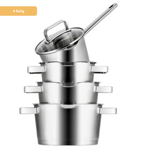 Sola Pfannenset Diamond – Edelstahl – Stielkasserolle ø 16, 18, 20 cm &amp; Stielkasserolle ø 16 cm – Induktionsgeeignet – 4-teilig