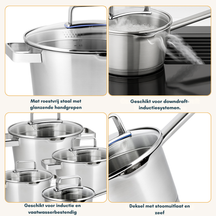 Sola Topfset Diamond - Edelstahl - Kochtopf ø 16, 18, 20, 24 cm & Stielkasserolle ø 16 cm - Induktionsgeeignet - 5-teilig