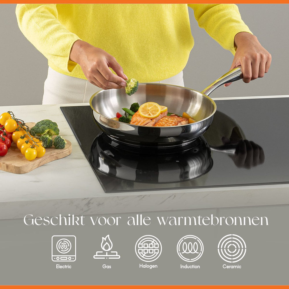 ELLE Gourmet Classique Koekenpan - Ø 20 cm  - Zonder anti-aanbaklaag - RVS