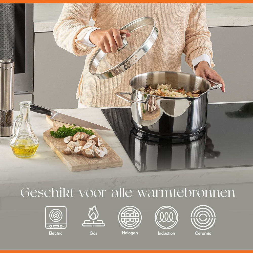 ELLE Gourmet Classique Kookpan met Deksel - Ø 16 cm  - RVS