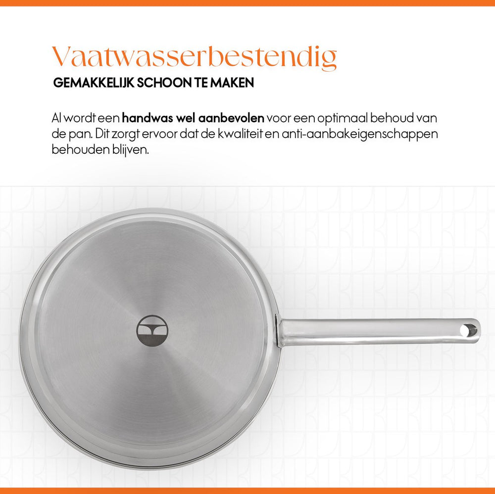 ELLE Gourmet Moderne Koekenpan - Ø 28 cm - Zonder anti-aanbaklaag - Zonder anti-aanbaklaag  - RVS