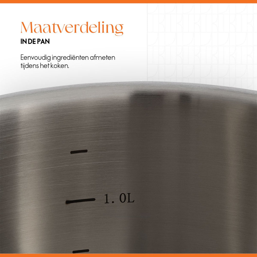 ELLE Gourmet Moderne Kookpan met Deksel - Ø 18 cm  - RVS