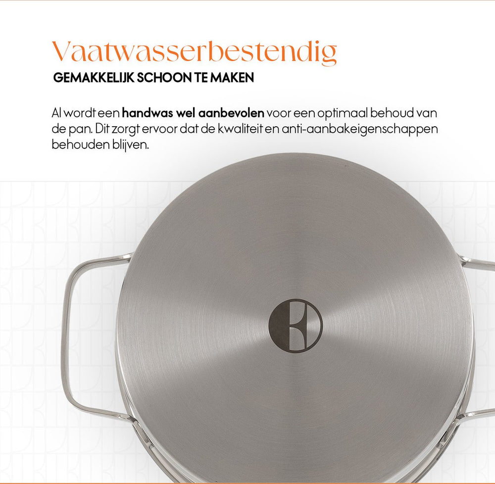 ELLE Gourmet Moderne Kookpan met Deksel - Ø 24 cm  - RVS