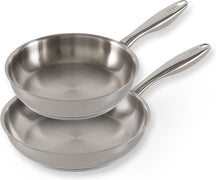 ELLE Gourmet Classique Bratpfannenset – Ø 24 &amp; 28 cm – Ohne Antihaftbeschichtung – Edelstahl