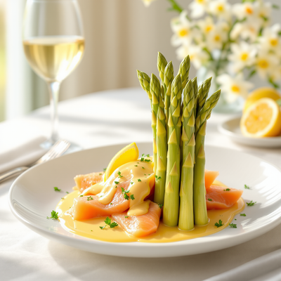 Spargel mit heiß geräuchertem Lachs