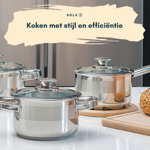 Sola Furore Pfannenset – Edelstahl – Stieltopf ø 16, 18, 20 cm &amp; Stielkasserolle ø 16 cm – Induktionsgeeignet – 4-teilig