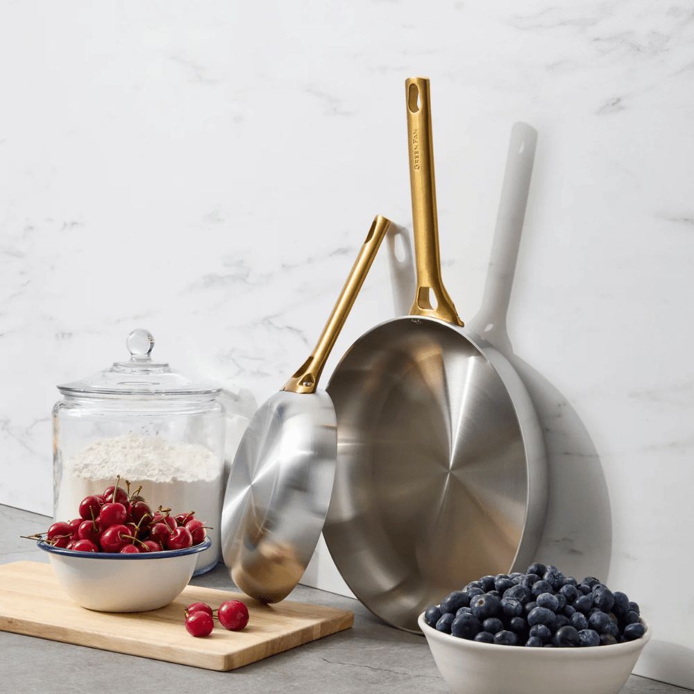 GreenPan Topfset Padova Reserve 5-teilig - Triply Edelstahl - Kochtöpfe ø 20, 24 cm, Stieltopf ø 18 cm & Bratpfanne ø 20 & 28 cm