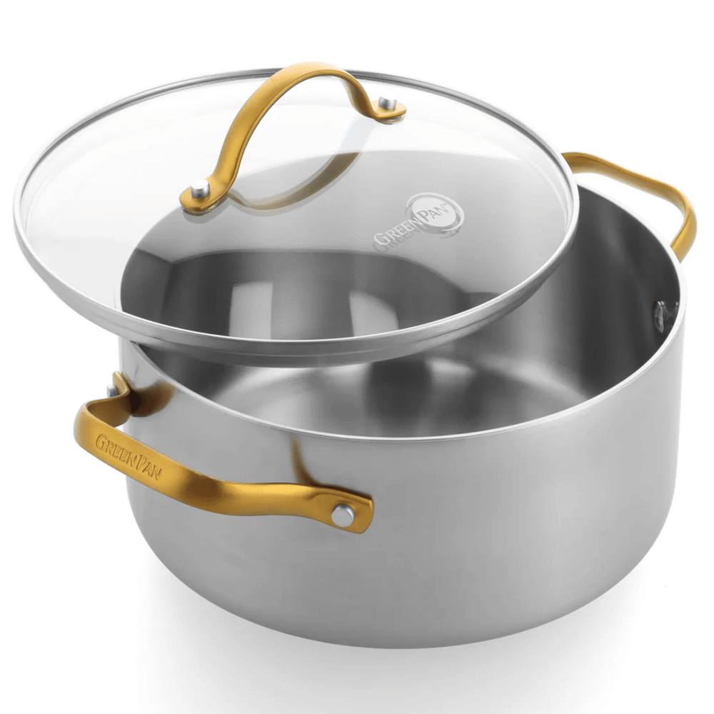 GreenPan Topfset Padova Reserve 5-teilig - Triply Edelstahl - Kochtöpfe ø 20, 24 cm, Stieltopf ø 18 cm & Bratpfanne ø 20 & 28 cm