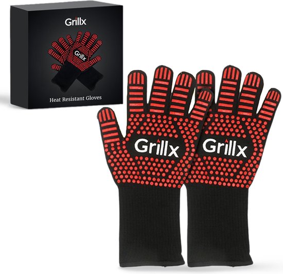 GrillX BBQ Handschuhe - Ofenhandschuhe - Extra Grip - 2 Stück