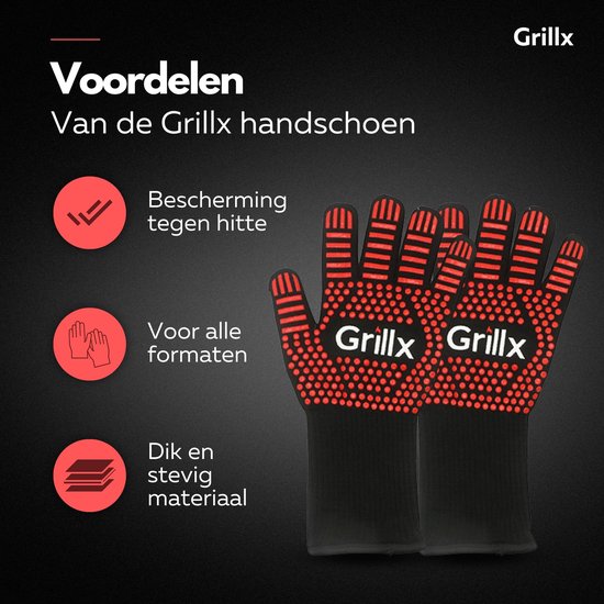 GrillX BBQ Handschuhe - Ofenhandschuhe - Extra Grip - 2 Stück