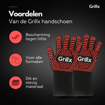 GrillX BBQ Handschuhe - Ofenhandschuhe - Extra Grip - 2 Stück