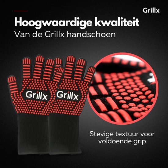 GrillX BBQ Handschuhe - Ofenhandschuhe - Extra Grip - 2 Stück