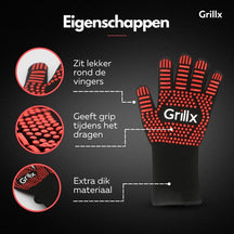 GrillX BBQ Handschuhe - Ofenhandschuhe - Extra Grip - 2 Stück