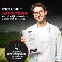 GrillX Kamado 13 Zoll - inklusive Abdeckhaube - Barbecue Egg - Holzkohlegrill - Schwarz - Ø 27 cm