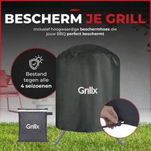 GrillX Kamado 13 Zoll - inklusive Abdeckhaube - Barbecue Egg - Holzkohlegrill - Schwarz - Ø 27 cm