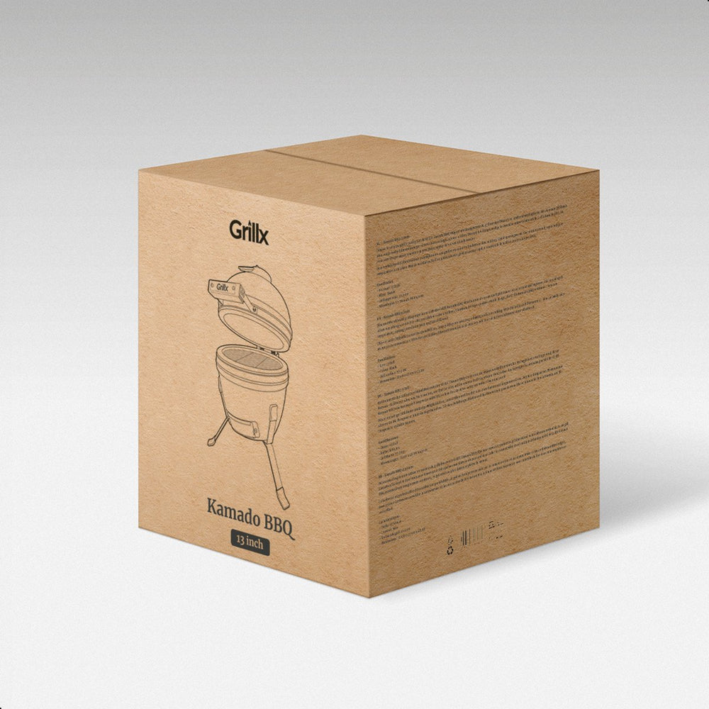 GrillX Kamado 13 Zoll - inklusive Abdeckhaube - Barbecue Egg - Holzkohlegrill - Schwarz - Ø 27 cm