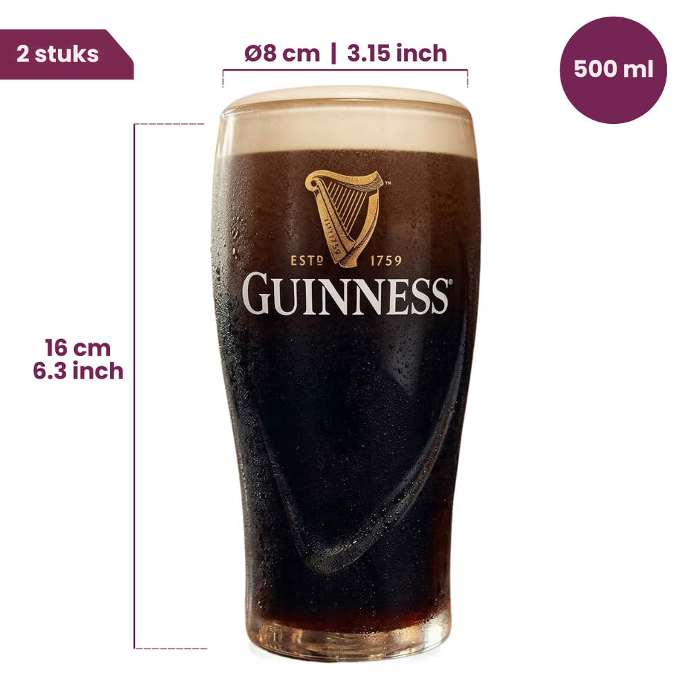 Guinness Biergläser Pint 500 ml - 2 Stück