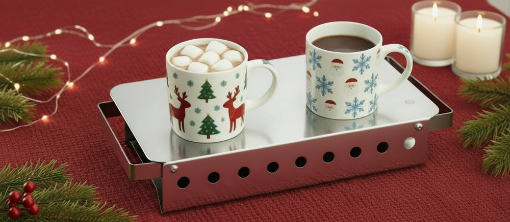 Hendi Tellerwärmer mit 2 Kerzenhaltern – Edelstahl – 33 x 18 x 6.5 cm