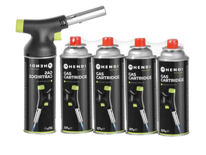 Hendi Creme Brulee Brenner / Kochbrenner - mit Gaszylinder - Jet + Butan Gas Nachfüllung - 4 Stück