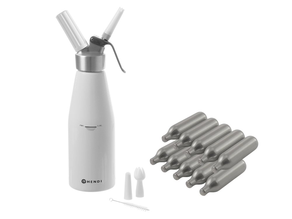 Hendi Sahnespender Weiß 500 ml + Sahnepatronen 10 Stück