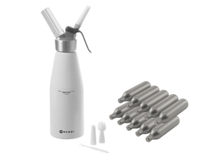 Hendi Sahnespender Weiß 950 ml + Sahnepatronen 10 Stück