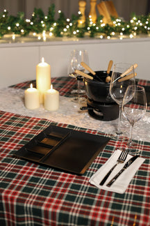 Cookinglife Fondueteller / Gourmetteller / Grillteller – 5 Fächer – Schwarz – 24 x 24 cm – 4 Stück