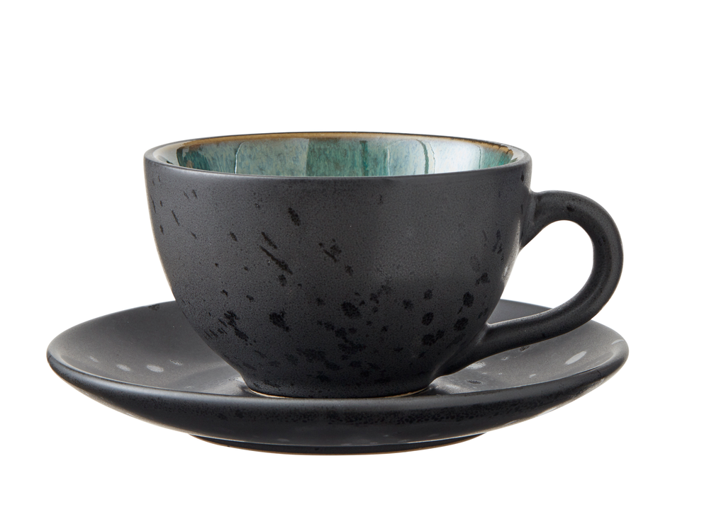 Bitz Tasse und Untertasse Gastro Schwarz/Multi Blau 240 ml - 4 Stück