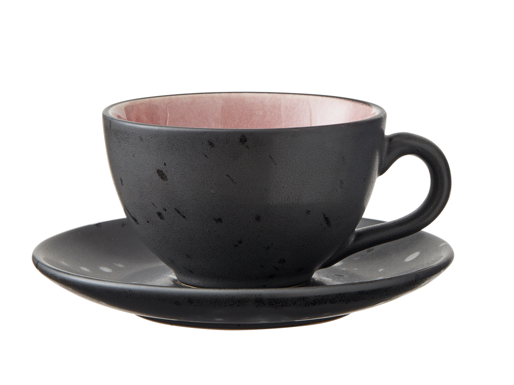 Bitz Tasse und Untertasse Gastro Schwarz/multi Rosa 240 ml - 4 Stück