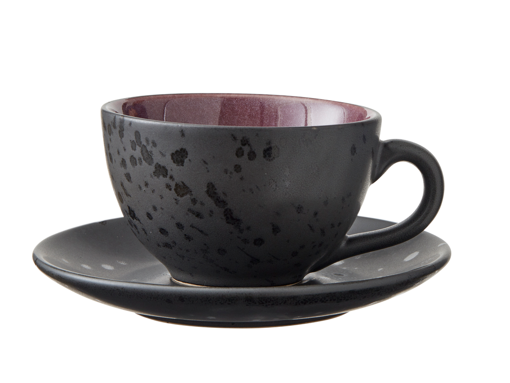 Bitz Tasse und Untertasse Gastro Schwarz/multi Rosa 240 ml - 4 Stück