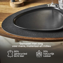 LIND DNA Tischsets Hippo - Leder - Schwarz Anthrazit - Curved - 44 x 37 cm - 2 Stück